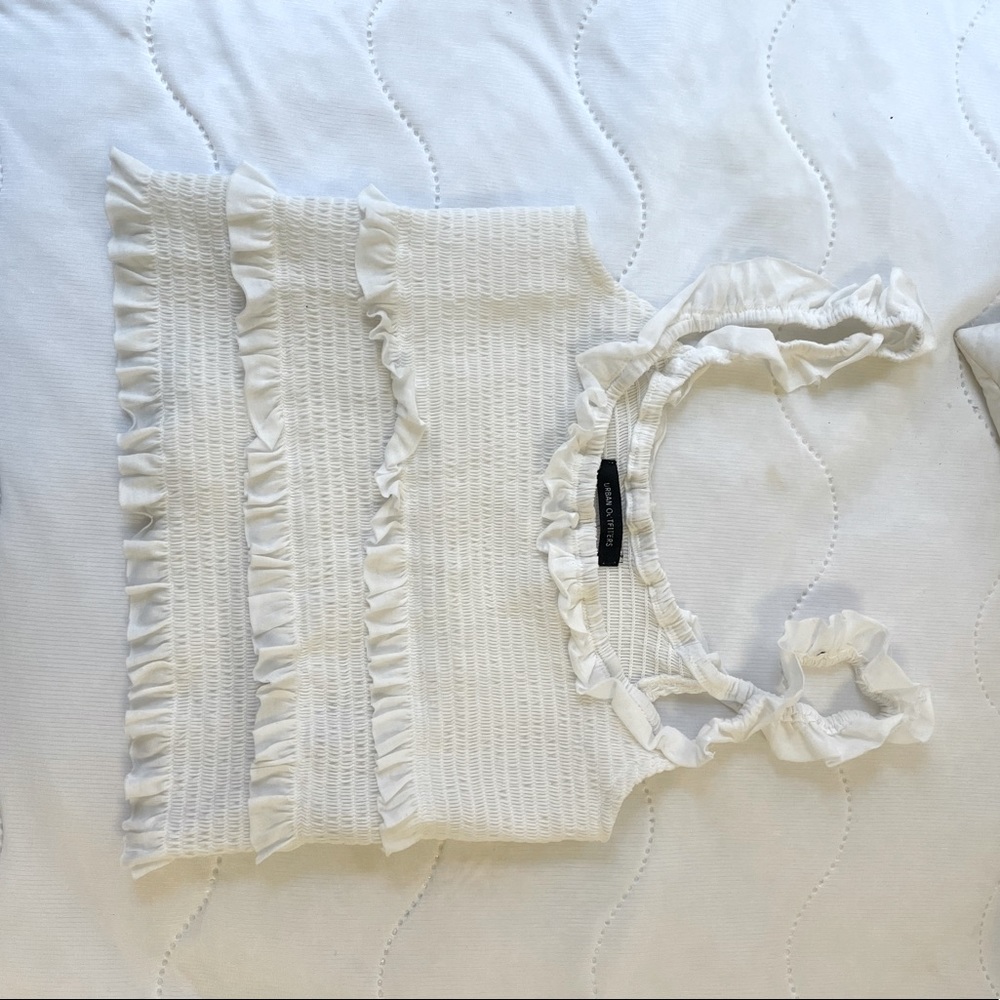 urban outfitters white frilly top